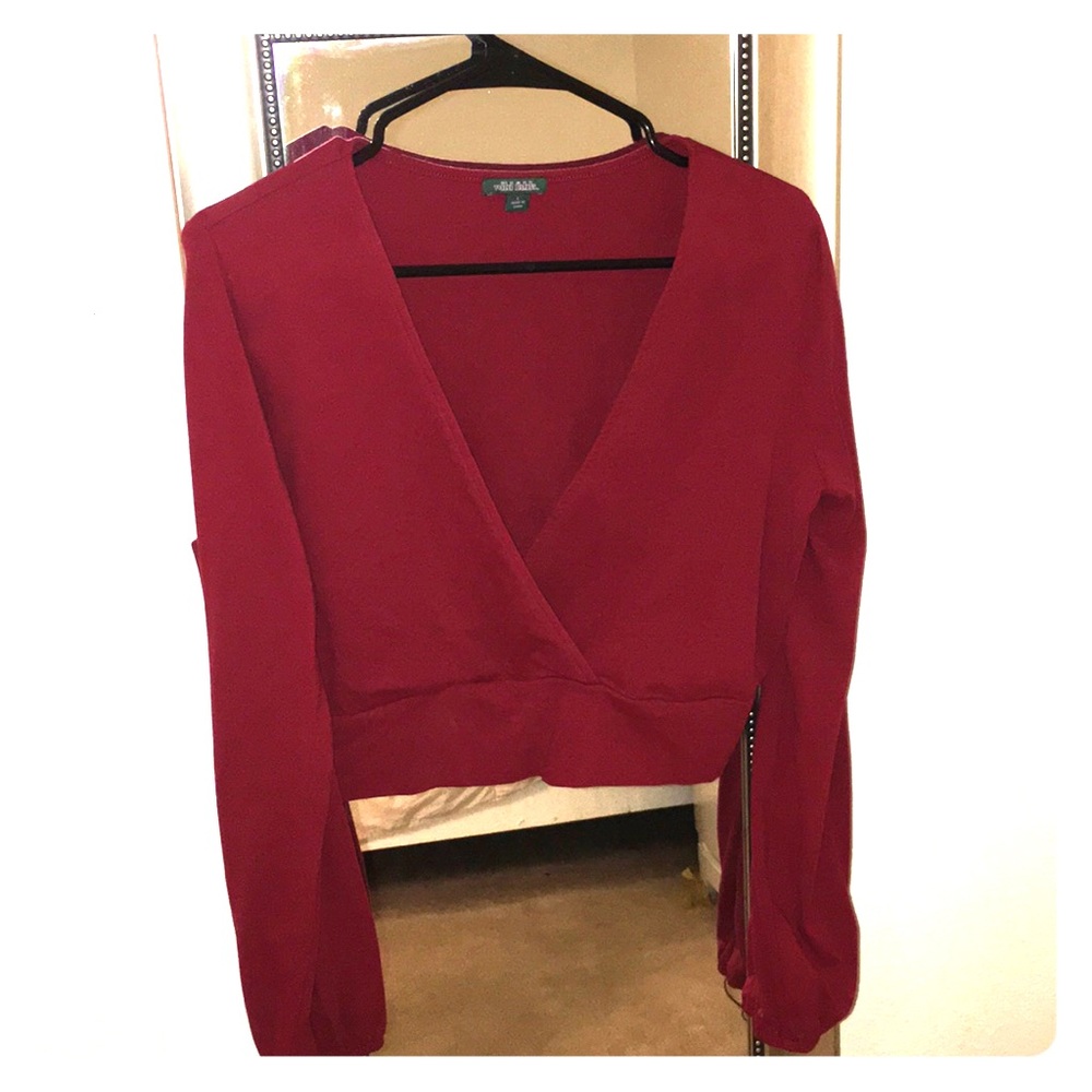 Wild fable red long sleeve crop top